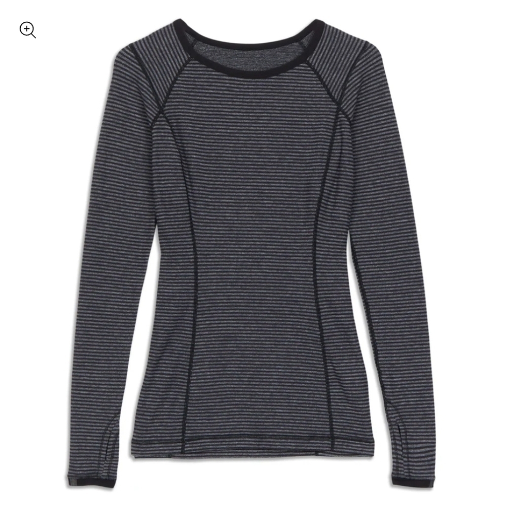 Lululemon Run Turn Around Women's black and grey Long Sleeve Shirt size 12